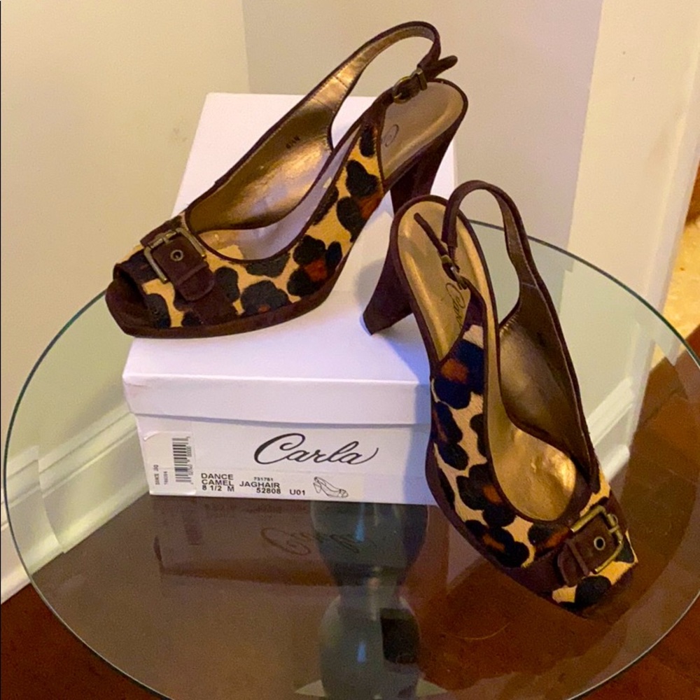 Animal print sling back heels